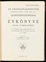 1942 5 db Angolkisasszonyok évkönyv egybekötve (leánygimnáziumi, főiskolai, stb.), 1941-42. tanév. Korabeli félvászon-kötésben, kissé kopottas borítóval, egy-két kijáró lappal.