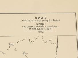 1938 Az országos kék-jelzés térképe, 1:500 000, M. Kir. Térképészeti Intézet, szakadásokkal, 30×90 c...