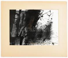 Jovián György (1951-): Római... (részben olvashatatlan címmel. Kréta, tus, papír. Jelzett. paszpartu...