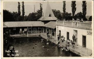 1943 Félixfürdő, Baile Felix; Uszoda, fürdőzők / swimming pool, bathers (kis szakadás / small tear)