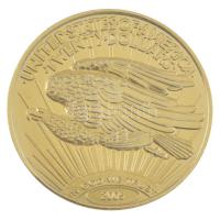 Németország 2005. aranyozott, jelzett Cu emlékérem az 1933-as 20$ alapján tokban, tanúsítvánnyal (34mm) T:1  Germany 2005. gilded, hallmarked Cu commemorative coin based on the 1933. 20 Dollars with certificate in case (34mm) C:UNC
