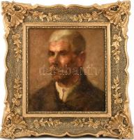 Bihari Sándor (1855-1906): Portré. Olaj, fa. Jelezve jobbra középen. Dekoratív fakeretben, 39×36,5 cm