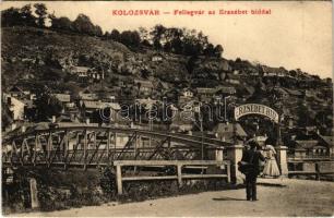 1910 Kolozsvár, Cluj; Fellegvár az Erzsébet híddal. Fabritius Erik és Társa kiadása / Cetatuie, Somes riverside, bridge (Rb)