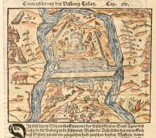 1580 "Contrafehtung der Vestung Tokay", Tokaj várának ostroma, In: Sebastian Münster: Cosm...
