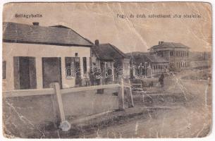 1920 Szilágyballa, Borla; Fogyasztási és értékesítő szövetkezet üzlete, utca / street, cooperative shop (gyűrődések / creases)