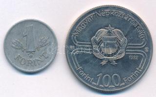 1949. 1Ft Al "Rákosi-címer" + 1982. 100Ft Cu-Ni "Labdarúgó Világbajnokság" T:2-,...