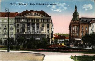 1940 Kolozsvár, Cluj; Piata Unirii / Fő téri részlet / main square + &quot;1940 Kolozsvár visszatért&quot; So. Stpl. (EK)