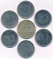 1995. 100Ft Cu-Ni + 2005-2007. 50Ft Cu-Ni forgalmi emlékkiadások (5xklf) + 2007. 50Ft Cu-Ni T:AU,XF ...