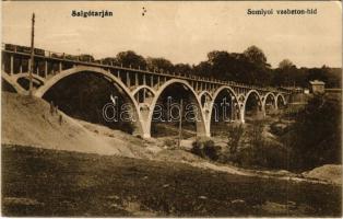 1914 Salgótarján, Somlyói vasbeton híd, vasúti híd. Friedler Samu kiadása (EK)