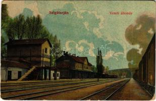 1912 Salgótarján, vasútállomás, vonat (EM)