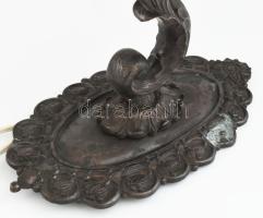 Antik masszív figurális bronz falikar (2db), kopásokkal, elektromos része felújítást igényel, 25x40 ...