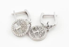 Ezüst(Ag) életfás fülbevalópár, jelzés nélkül, h: 2,5 cm, bruttó: 2,6 g