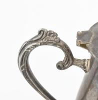 4 darabos ezüstözött kávés készlet ( tálca, kanna, cukor tartó, tejszínkiöntő), jelzés nélkül, kis k...