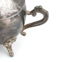 4 darabos ezüstözött kávés készlet ( tálca, kanna, cukor tartó, tejszínkiöntő), jelzés nélkül, kis k...