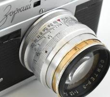 Zorki-4 szovjet fényképezőgép, Jupiter-3 f 1:1,5 50 mm objektívvel, eredeti, bőr tokjában