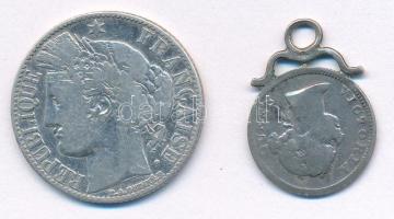 Franciaország 1872A 1Fr Ag "R F" beütéssel + Straits Settlements / Brit Malajzia 1898. 5c ...