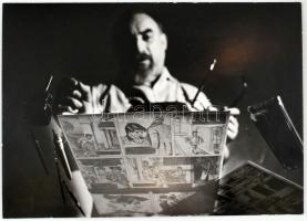 G. Szántó András (1937-2002), Képregény tervező. Fotó, papír, kartonra kasírozva, hátoldalán pecséttel jelzett, 27x38 cm