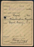 1942 Magyar Posztógyár Rt. Csepel, fényképes személyazonossági igazolvány és kapujegy,