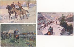 28 db RÉGI osztrák-magyar és német katonai művész képeslap vegyes minőségben / 28 pre-1945 K.u.k. an...