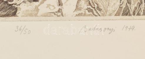 Badacsonyi Sándor (1949-2016): Magány, 1979. Rézkarc, papír, jelzett, számozott (36/50). Lapszéli ap...