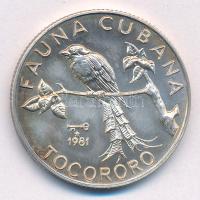 Kuba 1981. 5P Ag Tocororo (kubai trogon) T:1 patina Cuba 1981. 5 Pesos Ag Tocororo (Cuban Trogon) C:UNC patina Krause KM#82