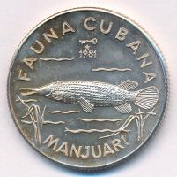 Kuba 1981. 5P Ag Manjuar (Aligátorhal) T:1 patina Cuba 1981. 5 Pesos Ag Manjuar (Giant Gar Fish) C:UNC patina Krause KM#84