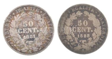 Franciaország 1881-1888. 50c Ag (2xklf) T:2-,3  France 1881-1888 50 Centimes Ag (2xdiff) C:VF,F Krause KM# 814