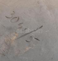 Fekete kerámia virágtartó, kaspó, florális díszítéssel. Jelzett, kissé kopott, d: 24 cm, m: 11 cm