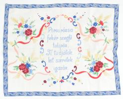 2 db feliratos, hímzett retró falvédő, 63x53 cm és 75x48 cm