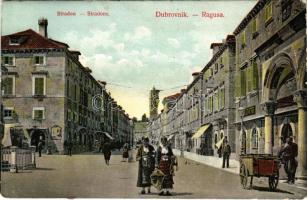 Dubrovnik, Ragusa; Stradon, Teka Drobac, Giuseppe Pini / utca és üzletek. Divald Károly 1897-1908. / street, shops (Rb)