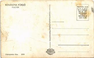 Kovásznafürdő, Baile Covasna; Piac tér, Hadnagy bazár üzlete, országzászló / square, shop, Hungarian...