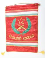 Élenjáró szakasz feliratú szocialista zászló, 52×37,5 cm