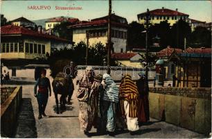 1909 Sarajevo, Strassenszene / street, Bosnian folklore (Rb)