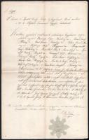 1846 Buda, névváltoztatási okirat több személy részére, főjegyzői aláírással, papírfelzetes viaszpecsétteé
