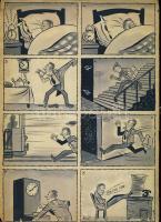Ruszkay György (1924-1998): Helytelen munkakezdés képregény, vegyes technika, szignált 22x31 cm (szélén apró szakadások)