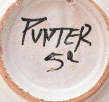 Domingo Punter: Mázas kerámia dísztányér, 1960 körül, kézzel festett, jelzett, kis lepattanásokkal/m...