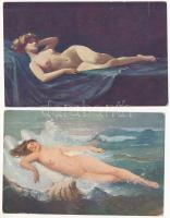 4 db RÉGI erotikus meztelen hölgyes képeslap / 4 pre-1945 erotic postcards with nude ladies
