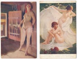 4 db RÉGI erotikus meztelen hölgyes képeslap / 4 pre-1945 erotic postcards with nude ladies