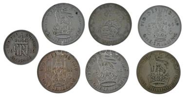 Nagy-Britannia 1923-1946. 1Sh Ag (6xklf) + 1939. 6p Ag "VI. György" T:1--3
United Kingdom...