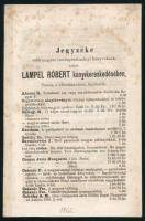 cca 1862-1932 4 db könyvkereskedői és antikváriusi katalógus és jegyzék: Lampel Róbert, Bp., 1862; W...