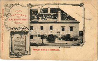 1900 Kolozsvár, Cluj; Mátyás király szülőháza. Dunky Fivérek cs. és kir. udvari fényképészek / birthplace of Matthias Corvinus. Art Nouveau (ragasztónyom / glue mark)