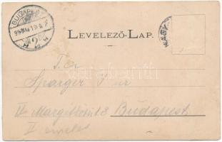 1899 (Vorläufer) Nagybánya, Baia Mare; Fő tér északi oldala, üzletek. Divald / main square, shops (r...