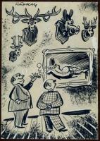 Ruszkay György (1924-1998): Trófea vegyes technika-papír, szignált 15x22 cm