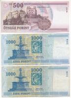 2005. 500Ft "EA" + 2006. 1000Ft (2x) "DB" és "DE" betűjellel kezdődő s...
