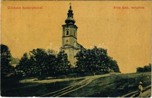 1908 Székelyhíd, Sacueni; Római katolikus templom. Dubay Emánuel kiadása. 2265. (W.L. ?) / Catholic church (EB)