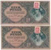 1945. 1000P MNB bélyeggel (2x) sorszámkövetők F 577 078503 - F 577 078504 T:I- Adamo P22e