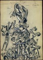 1948 Ruszkay György (1924-1998): Ez Amerika!, vegyes technika-papír, szignált 22x29 cm