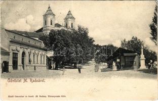 1902 Máriaradna, Mária-Radna, Radna (Lippa, Lipova); Fő utca, templom. Csauscher és Jesztl kiadása / main street, church (r)