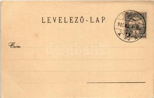 1905 Orsova, Al-Duna, Trikule, Háromtorony. Hutterer G. kiadása / tower ruins / Tricule (fa)