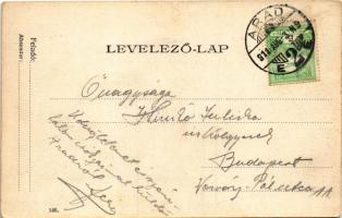 1911 Arad, Eötvös utcai és Szabadság téri részlet, Pölzl kávéház, Aradi Kereskedők Köre, üzletek / s...